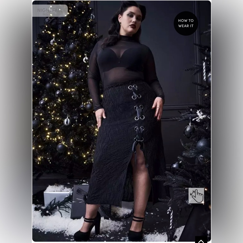 Black Lace-Up Midi Skirt - Women